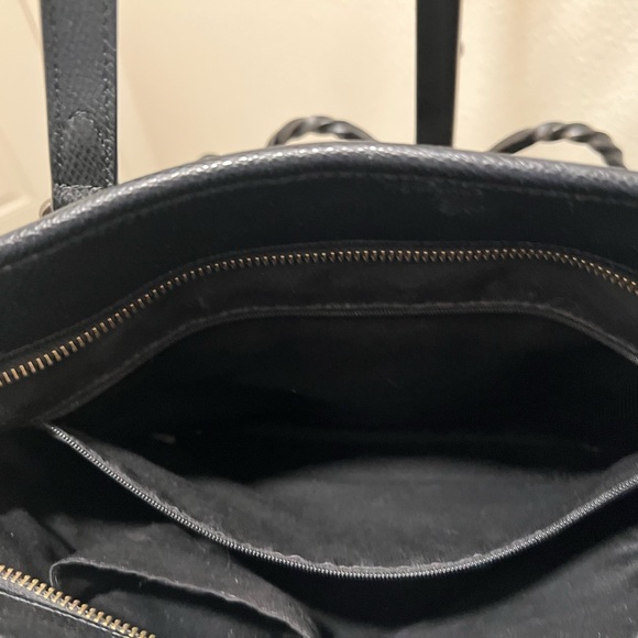 Coach Black Tote with Red and Beige Floral Pattern - Picture 4 of 9